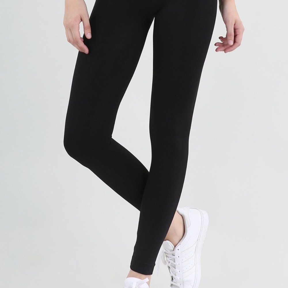 Black Solid Thick Leggings